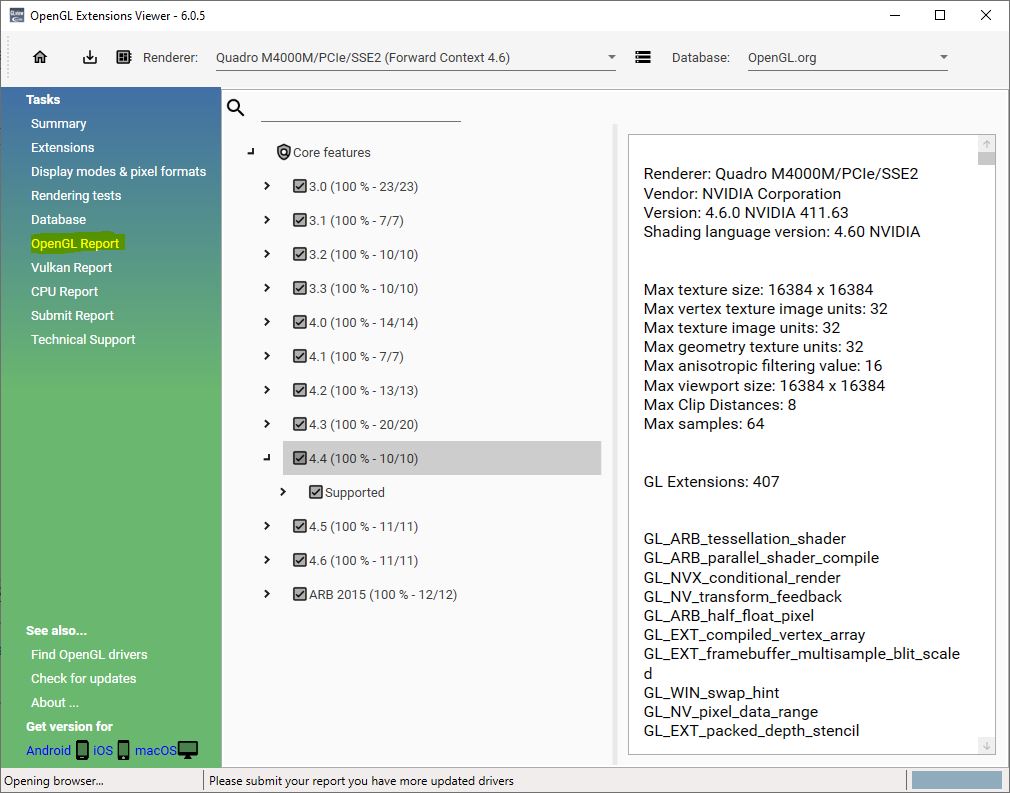 does my graphic card support opengl 4.5