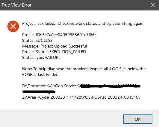 Project Status: "Execution_Failed" error message