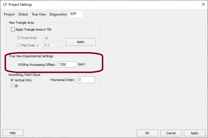 POSPac Processing Offset