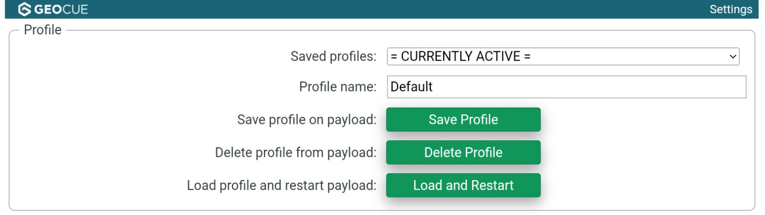 TrueView Payload Profiles - GeoCue Support Knowledge Base
