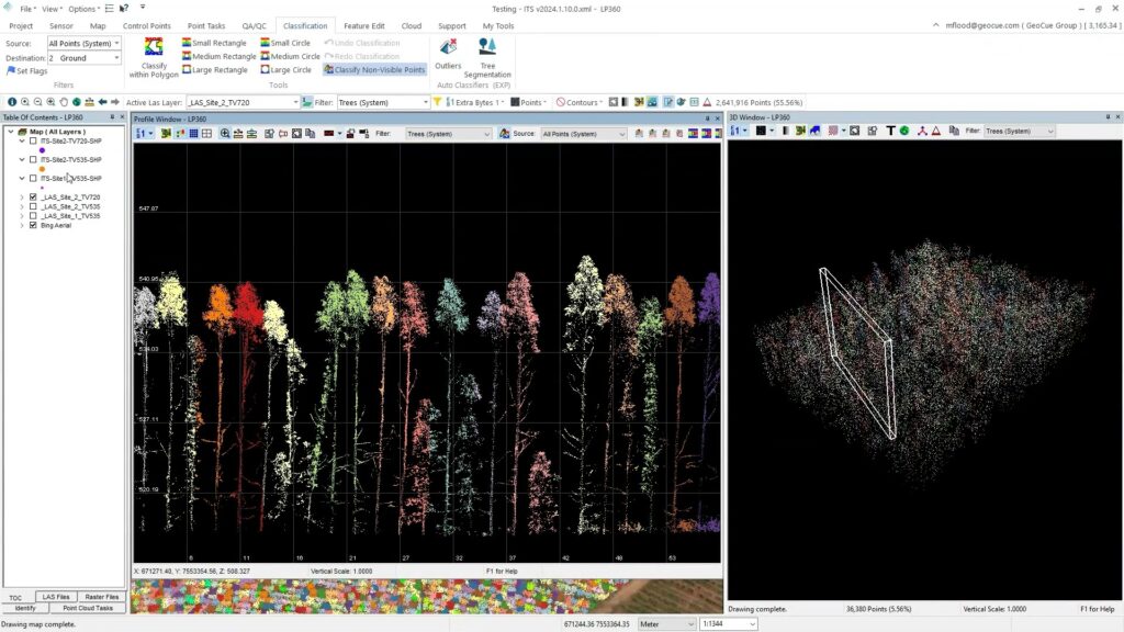 Individual Tree Segmentation (ITS) tool is designed to identify tree counts, locations, heights, and tree crowns across forested landscapes.