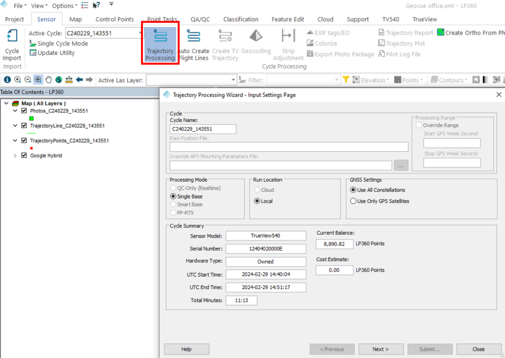 Trajectory Processing tool