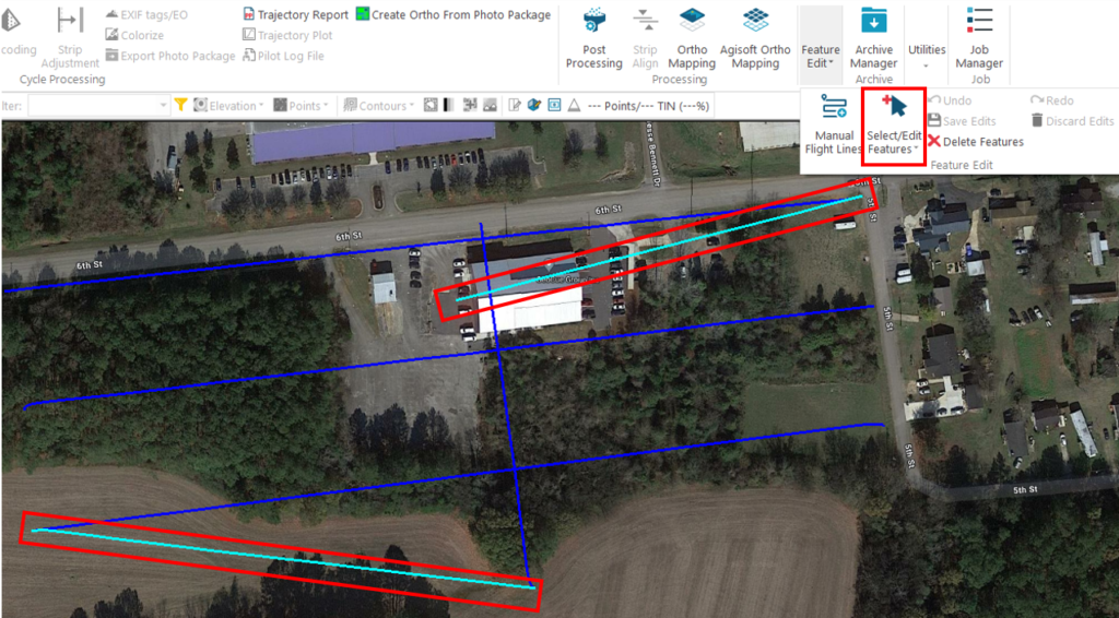 Image showing how to delete manually flight lines